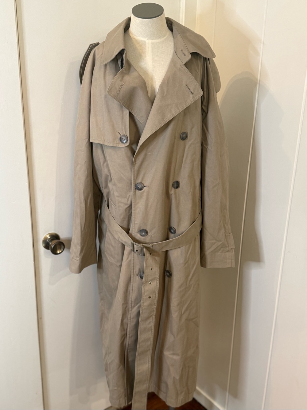 London Fog Men's Long Taupe Trench Coat Sz 42R